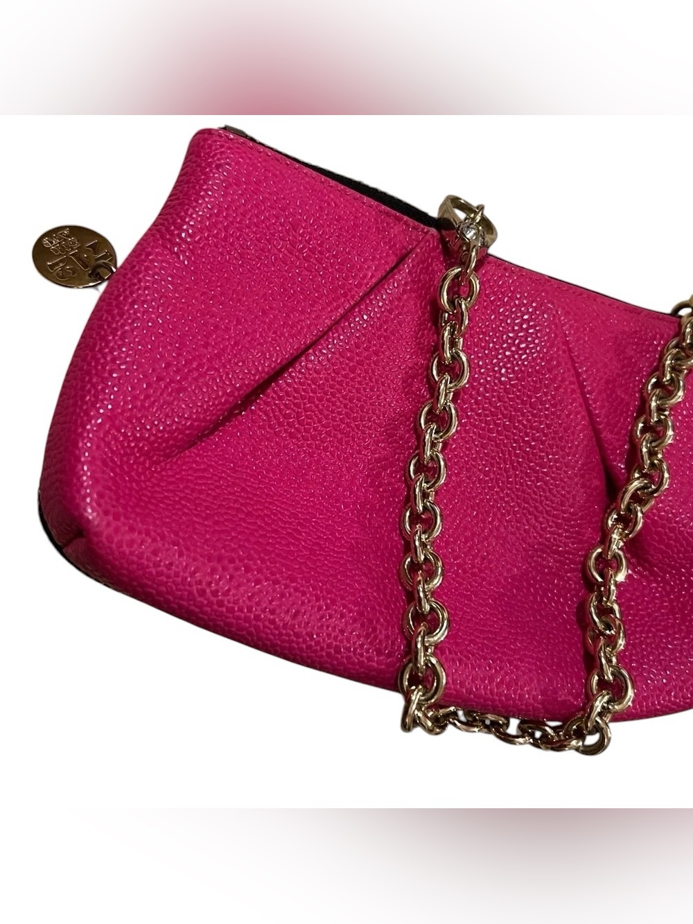 Henri Bendel Hot Pink Textured Pebbled Leather Wristlet Clutch NWOT - Picture 6 of 7